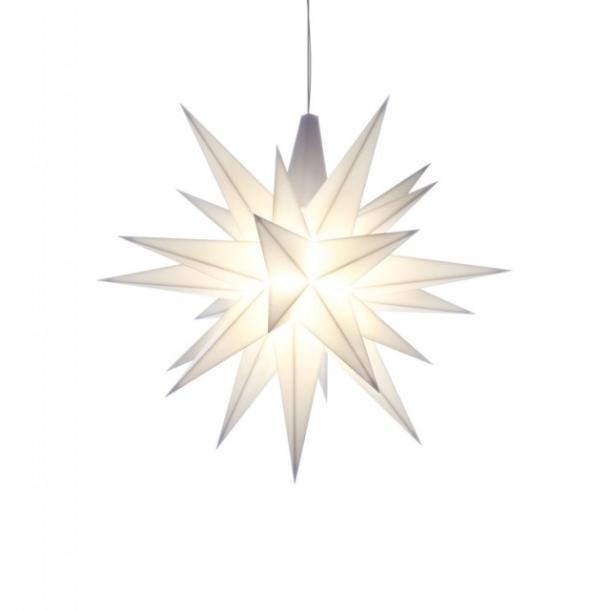  Adventsstjerne, plast, 13cm, samlet, hvid (LED)