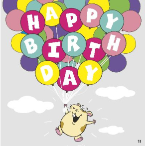 Kort med musik, Happy Birthday mus flyvende