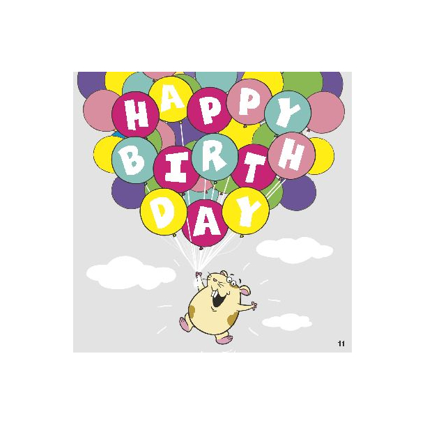 Kort med musik, Happy Birthday mus flyvende