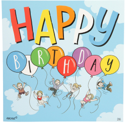 Kort med musik, Happy Birthday ballons