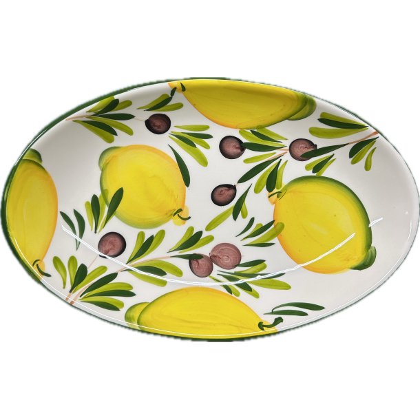 Citron og oliven fad ovalt 33,5x21 cm