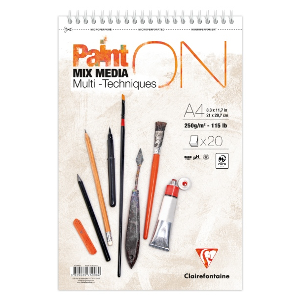 Paint On Multi -Techniques tegnepapir A4 m. spiral, 20 ark