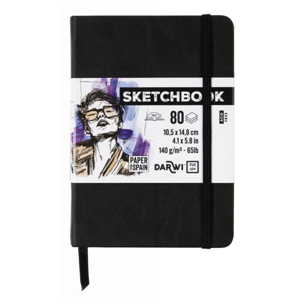 Darwi skitsebog 10,5x14,8cm, sort