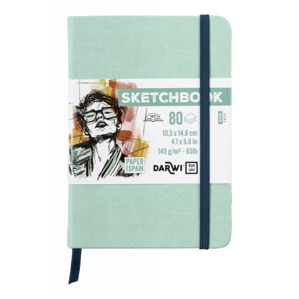 Darwi skitsebog 10,5x14,8cm, mint gr�n