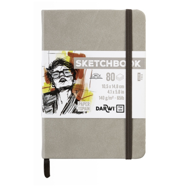 Darwi skitsebog 10,5x14,8cm, taupe