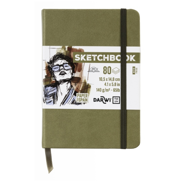 Darwi skitsebog 10,5x14,8cm, khaki