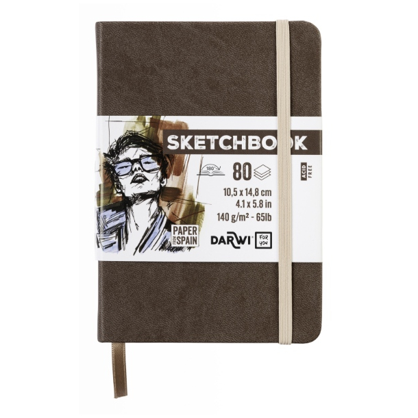 Darwi skitsebog 10,5x14,8cm, brun