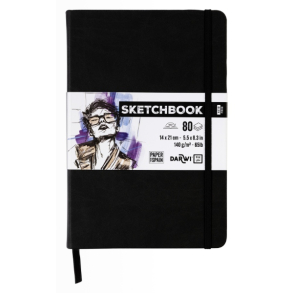 Darwi skitsebog 14x21cm, sort