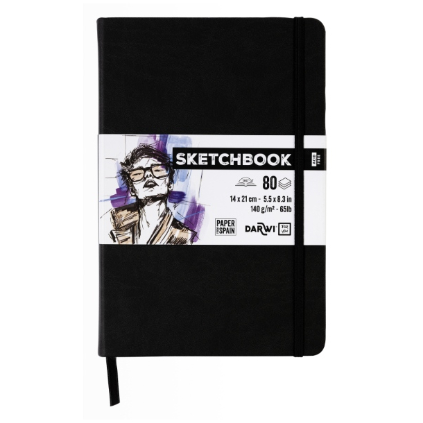 Darwi skitsebog 14x21cm, sort