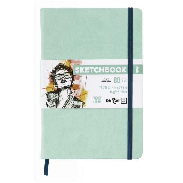 Darwi skitsebog 14x21cm, mint gr�n