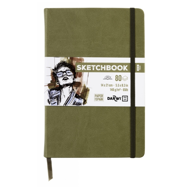 Darwi skitsebog 14x21cm, khaki