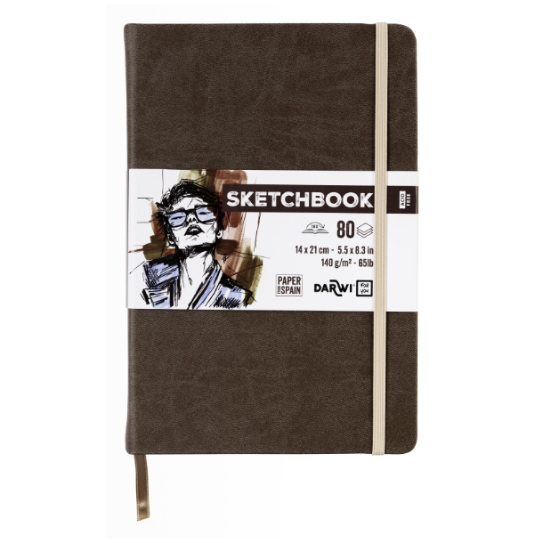 Darwi skitsebog 14x21cm, brun
