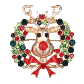 Snazzy Santa Broche Rensdyr med krans