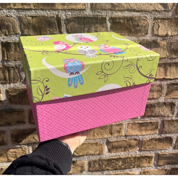 Artebene opbevarings�sker, s�t med 6 stk., ugler