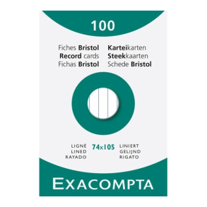 Exacompta Kartotekskort format A7, linieret, 100 stk.