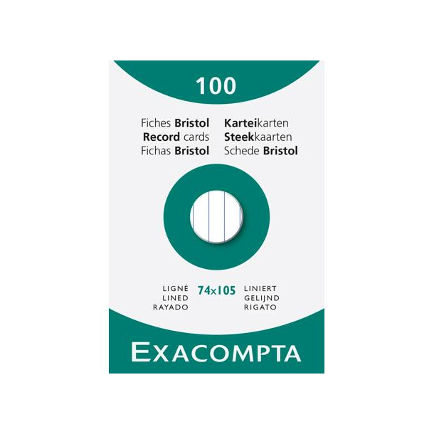 Exacompta Kartotekskort format A7, linieret, 100 stk.