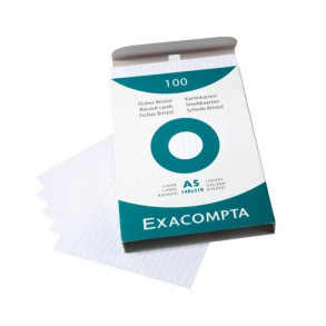 Exacompta Kartotekskort format A5, linieret, 100 stk.