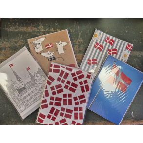 4 dobbeltkort m. kuvert fdselsdag og flag