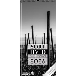 Sort/hvid Fotokalender 2026 - 3 kolonner