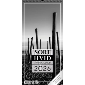Sort/hvid Fotokalender 2026 - 3 kolonner