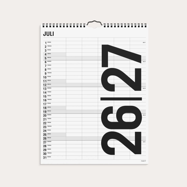 Familiekalender Black and White 5 kol. 2026/2027