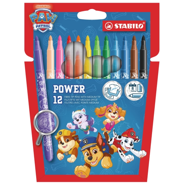 Stabilo Power Tuscher, 12 stk. Paw Patrol