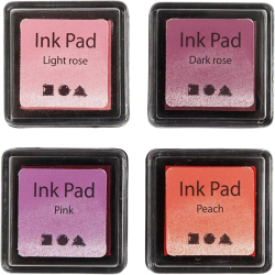 Stempelpude, fersken, pink, lys rosa, m�rk rosa