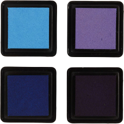Stempelpude, bl�, himmelbl�, lilla, violet