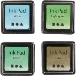 Stempelpude, gr�n, lys gr�n, oliven, aqua
