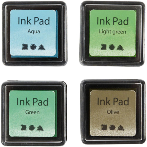Stempelpude, gr�n, lys gr�n, oliven, aqua