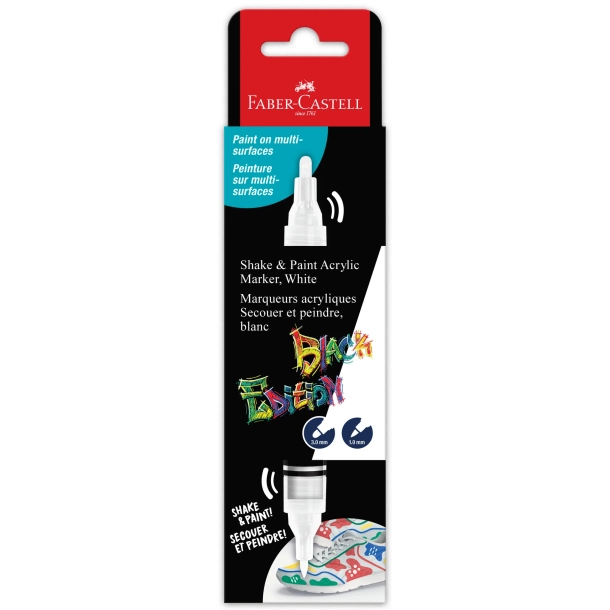 Faber Castell paint marker, duo tip, hvid