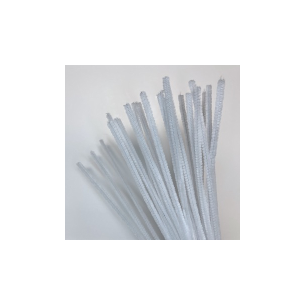 Chenille 6mm x 30cm hvid