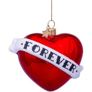 Julekugle - Hjerte med tekst