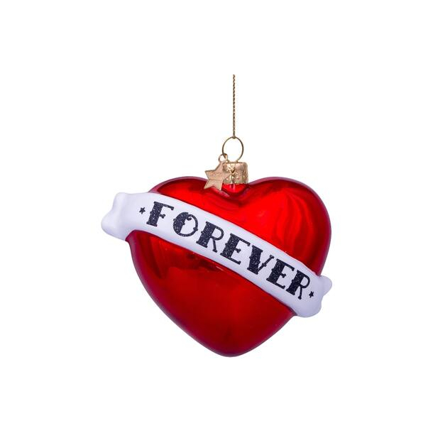 Julekugle - Hjerte med tekst