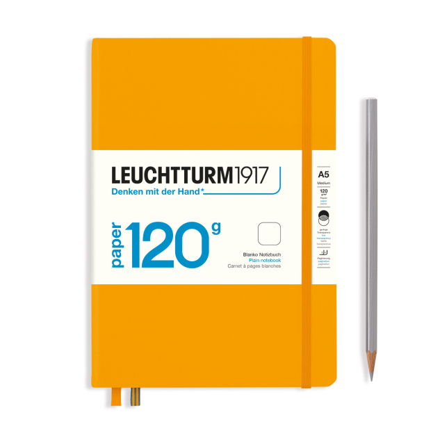 Leuchtturm1917 Notesbog, Medium Hardcover, 203 sider, Rising Sun, Blank, 120 g papir