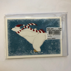 4 dobbeltkort m. kuvert - Julemotiv - Julemand/Isbjrn