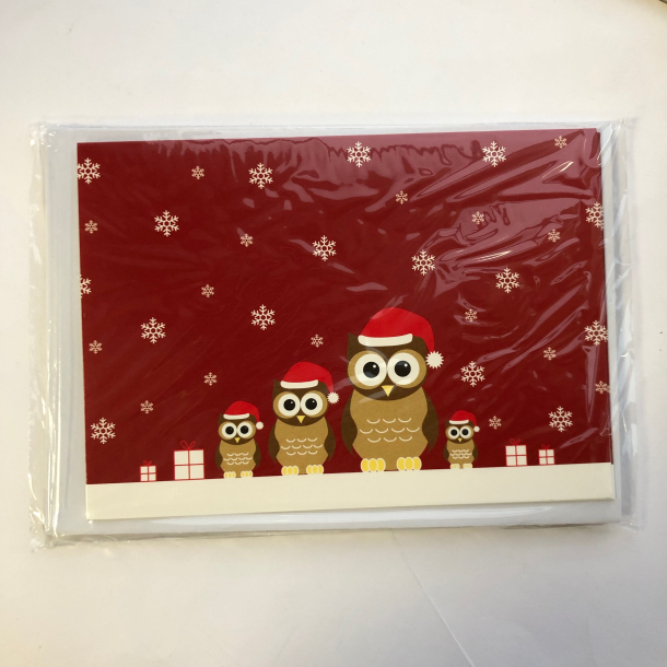 4 dobbeltkort m. kuvert - Julemotiv - Ugler