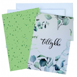 4 dobbeltkort m. kuvert - Tillykke grn