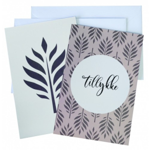 4 dobbeltkort m. kuvert - Tillykke rosa