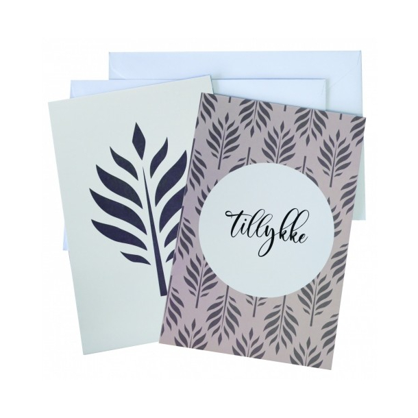 4 dobbeltkort m. kuvert - Tillykke rosa