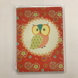 4 dobbeltkort m. kuvert - Ugle/Flagranke