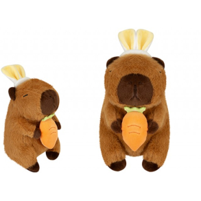 Capybara bamse med kanin�rer og gulerod, 20 cm