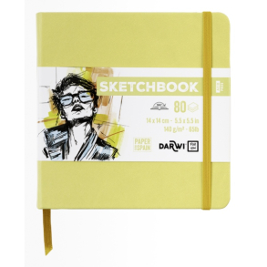 Darwi skitsebog 14x14 cm, Gul