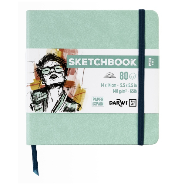 Darwi skitsebog 14x14 cm, Mint gr�n