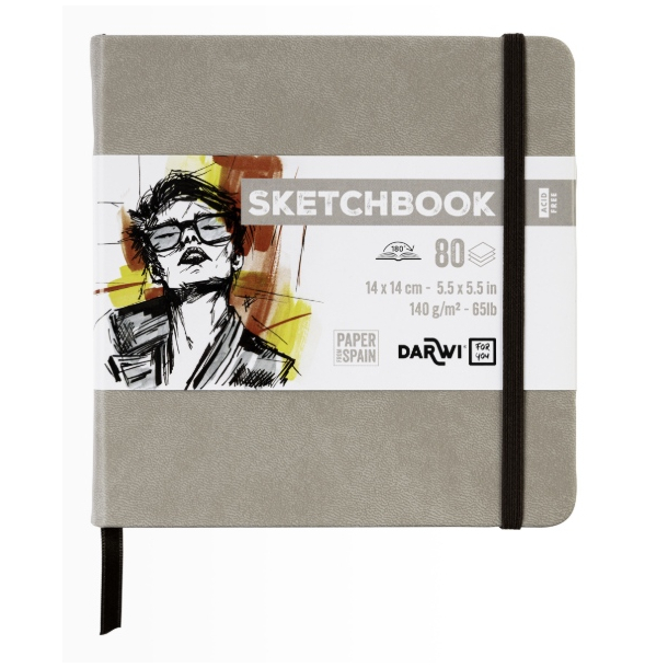 Darwi skitsebog 14x14 cm, Taupe