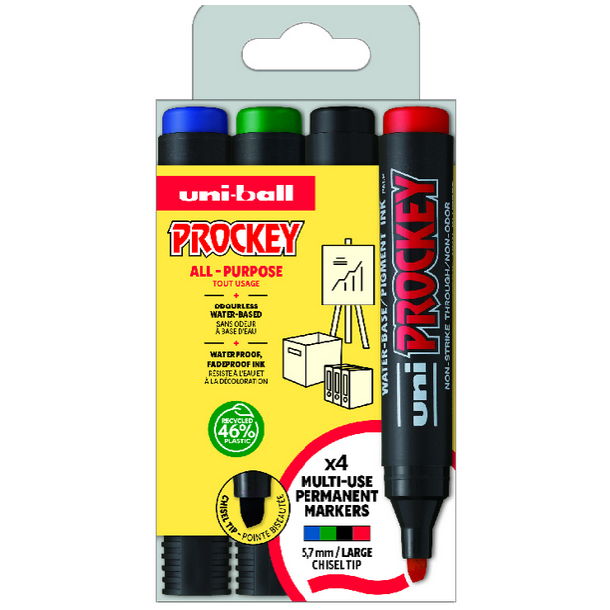 UNI Prockey All Purpose, 5,7 mm Chisel tip large, 4 stk.