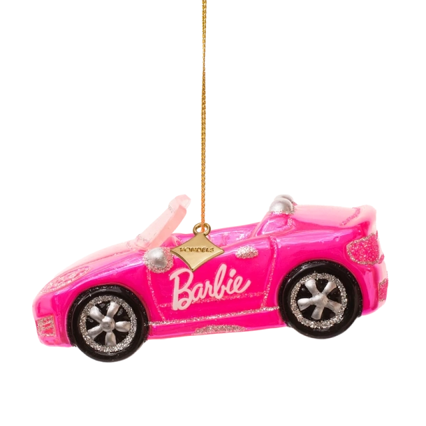 Julekugle glas Barbie car H5cm