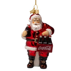 Julekugle glas, Coca Cola julemand, H12,5cm