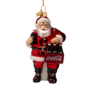 Julekugle glas, Coca Cola julemand, H12,5cm