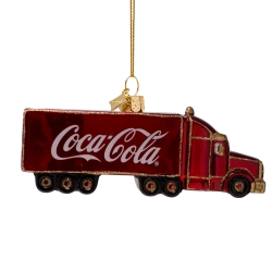 Julekugle glas, Coca Cola lastbil, H5,5cm
